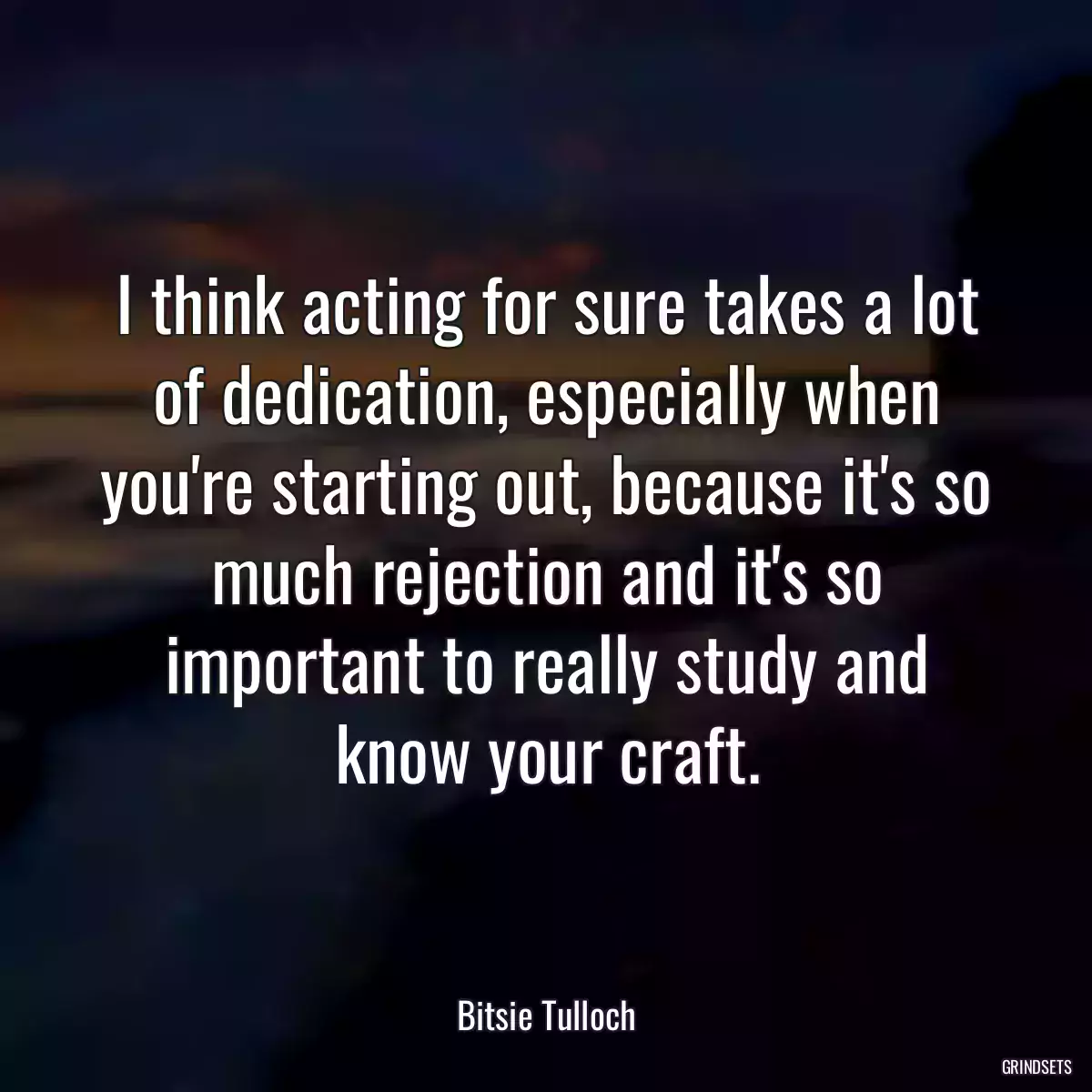 I think acting for sure takes a lot of dedication, especially when you\'re starting out, because it\'s so much rejection and it\'s so important to really study and know your craft.