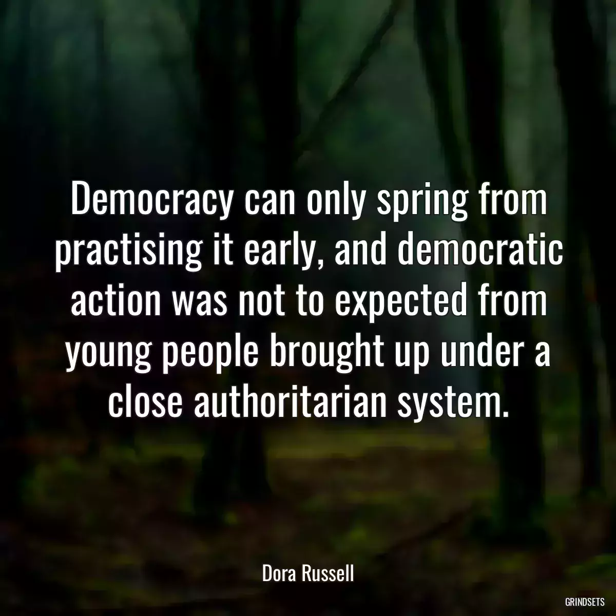 Democracy can only spring from practising it early, and democratic action was not to expected from young people brought up under a close authoritarian system.