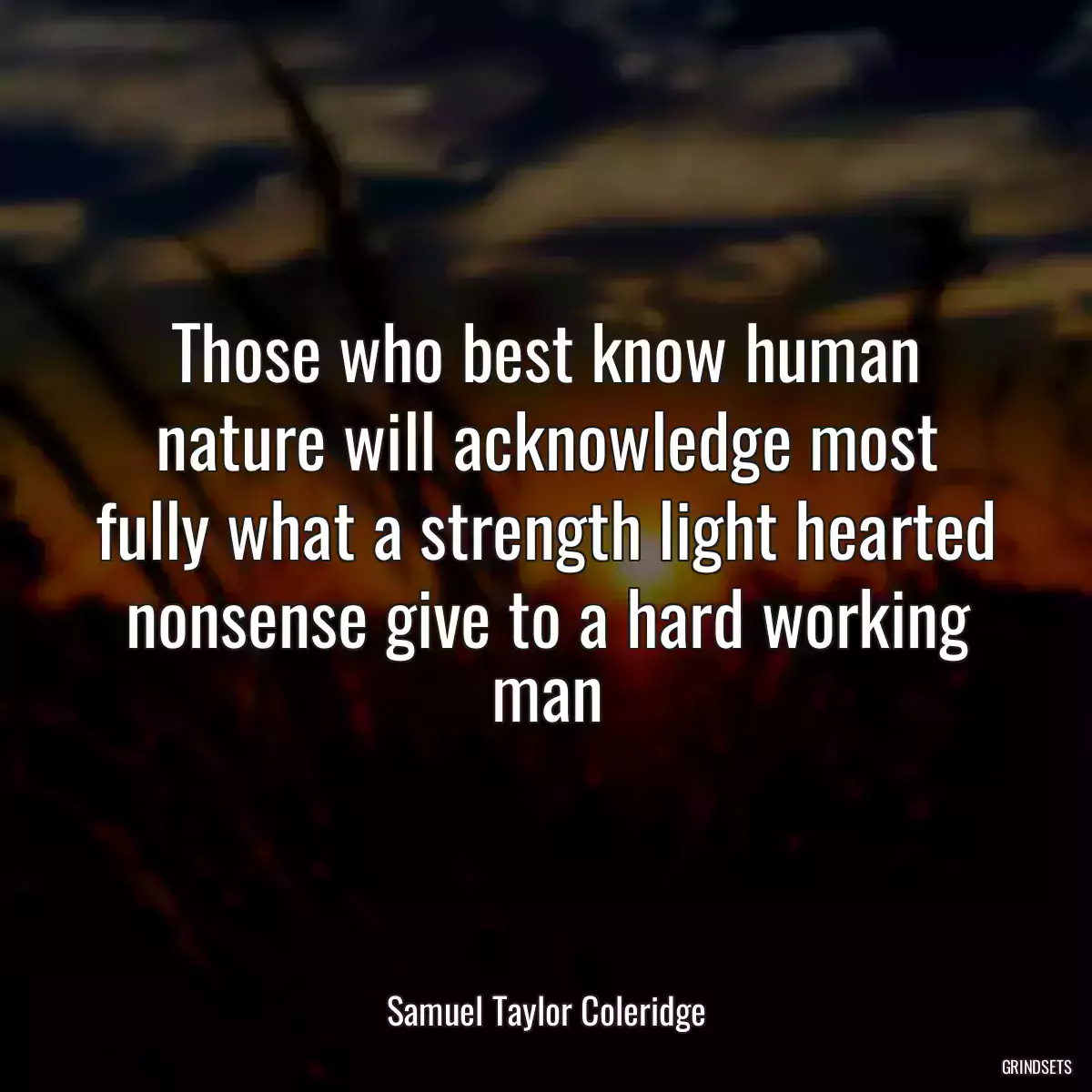 Those who best know human nature will acknowledge most fully what a strength light hearted nonsense give to a hard working man