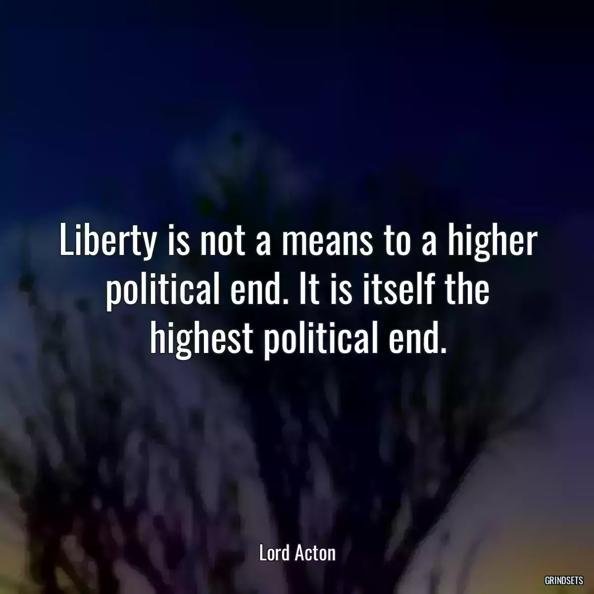 Liberty is not a means to a higher political end. It is itself the highest political end.