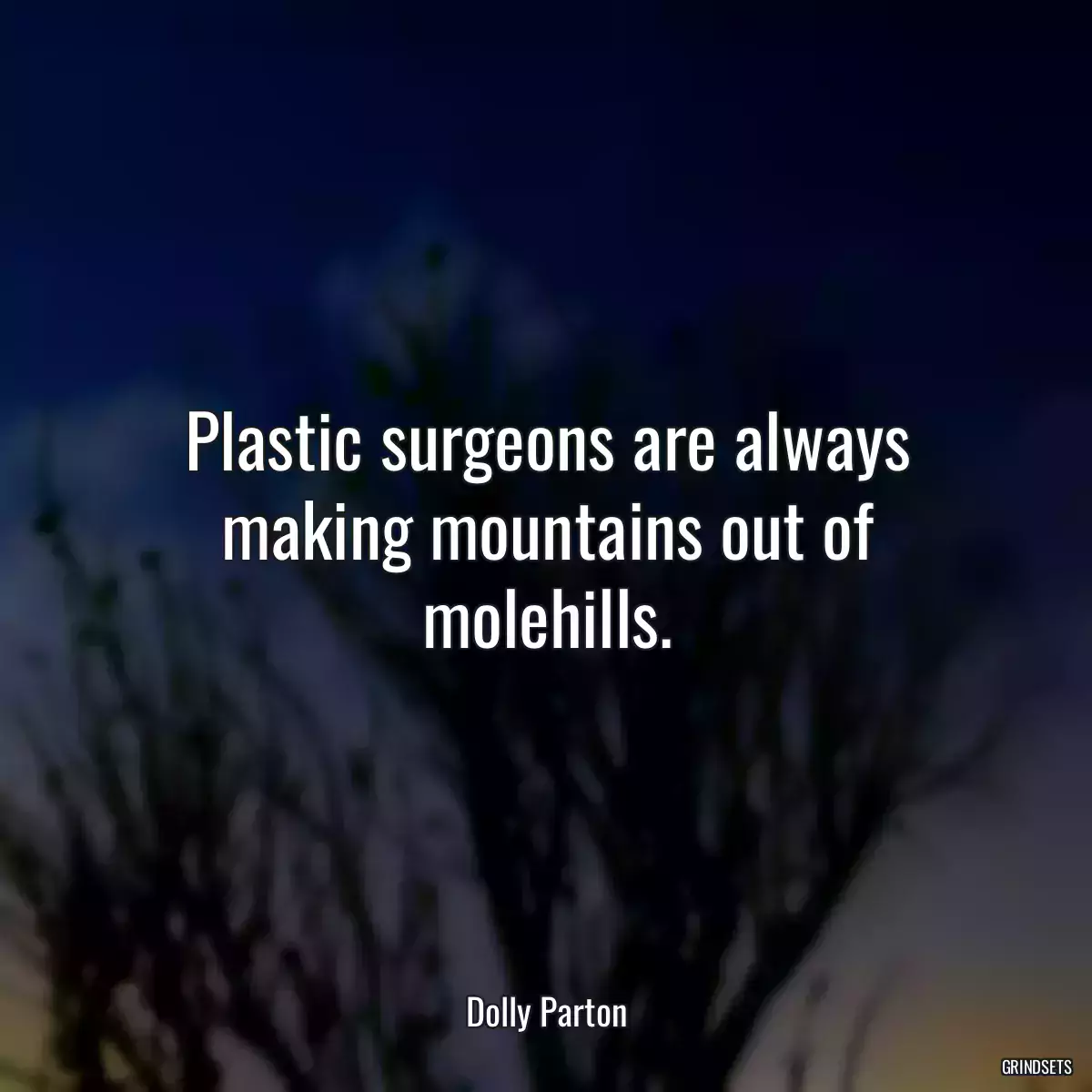 Plastic surgeons are always making mountains out of molehills.