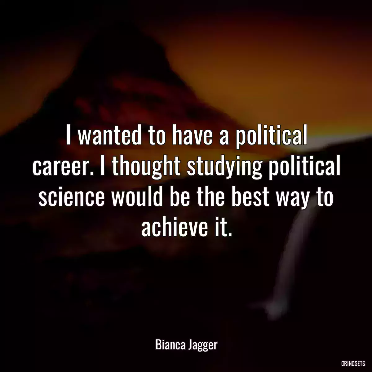 I wanted to have a political career. I thought studying political science would be the best way to achieve it.