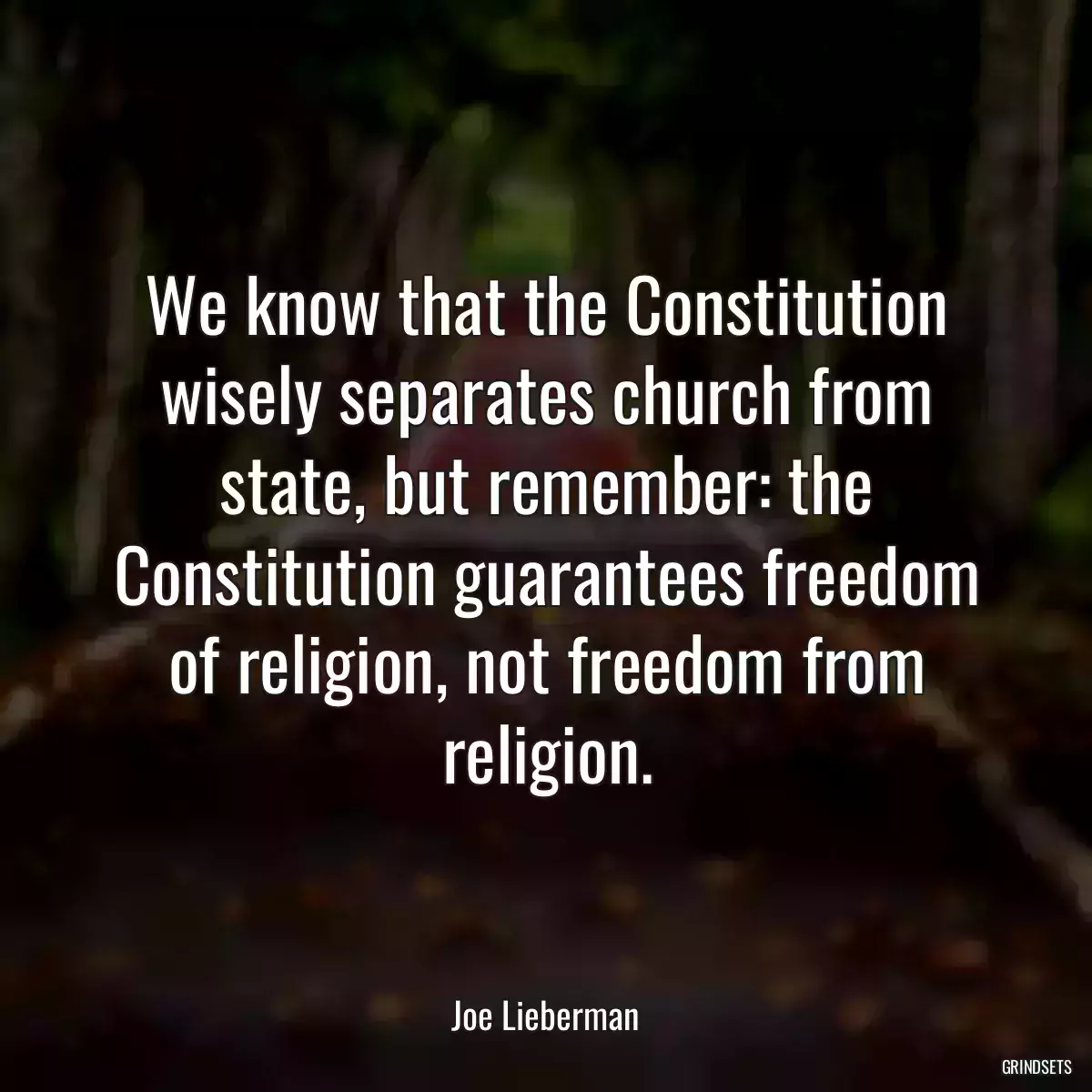 We know that the Constitution wisely separates church from state, but remember: the Constitution guarantees freedom of religion, not freedom from religion.