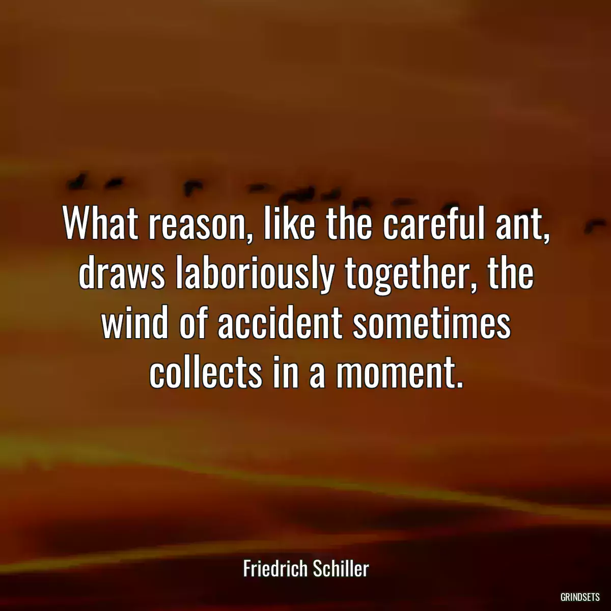 What reason, like the careful ant, draws laboriously together, the wind of accident sometimes collects in a moment.