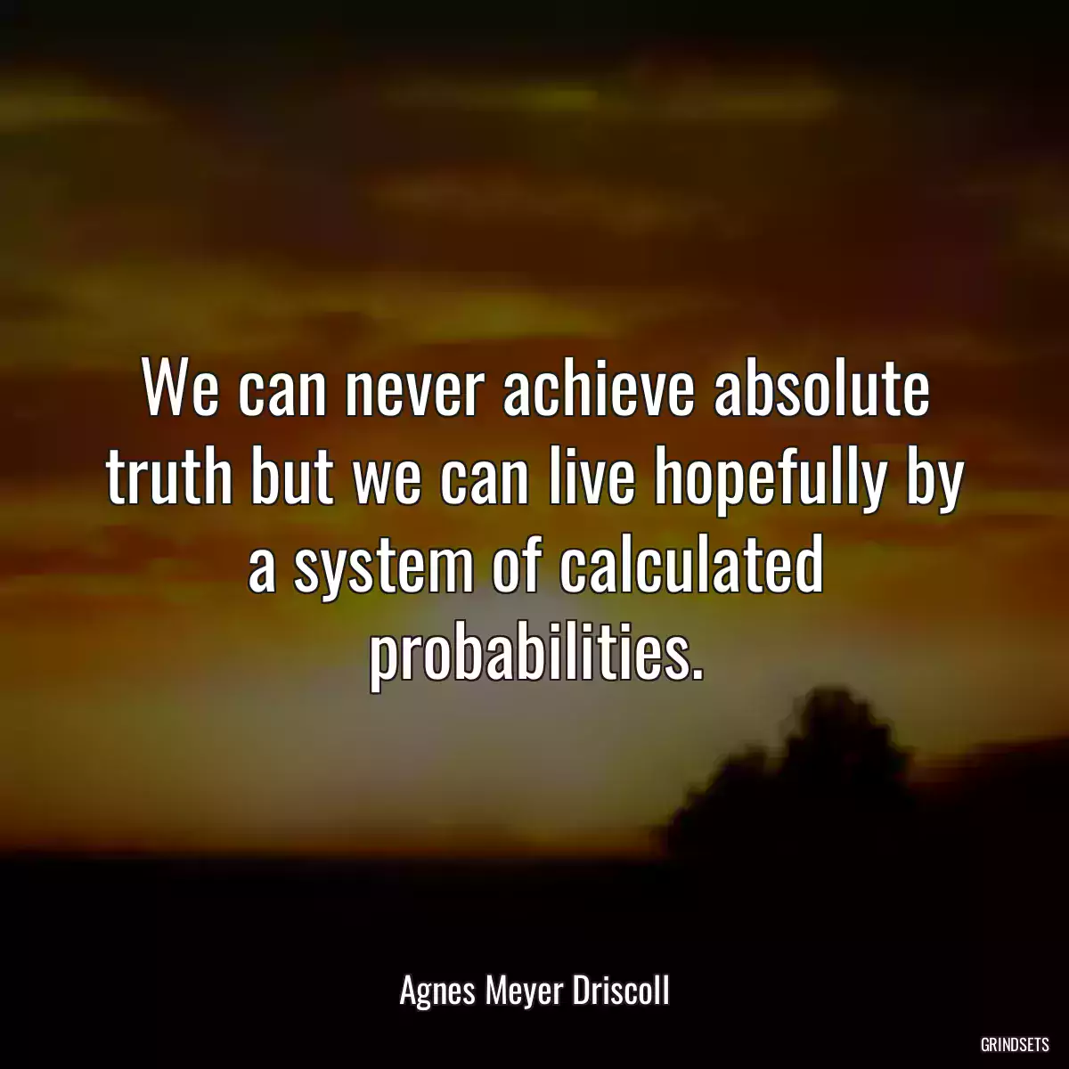 We can never achieve absolute truth but we can live hopefully by a system of calculated probabilities.