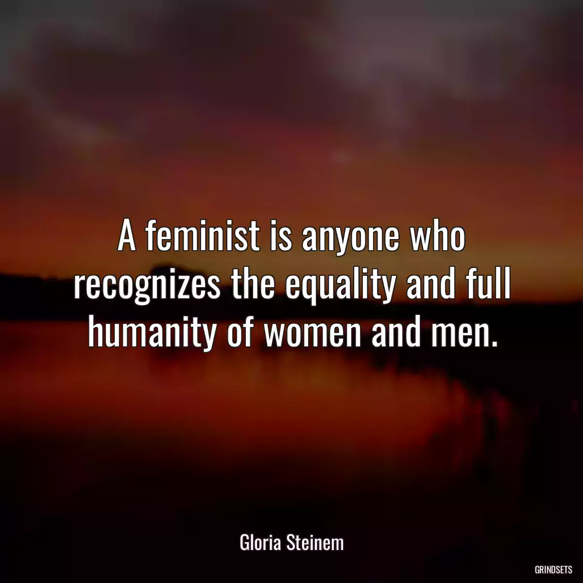 A feminist is anyone who recognizes the equality and full humanity of women and men.