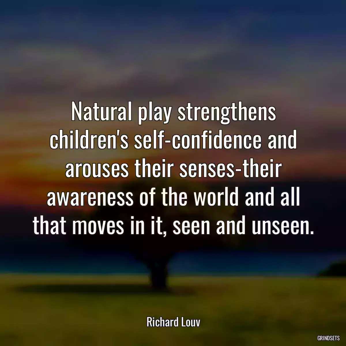 Natural play strengthens children\'s self-confidence and arouses their senses-their awareness of the world and all that moves in it, seen and unseen.