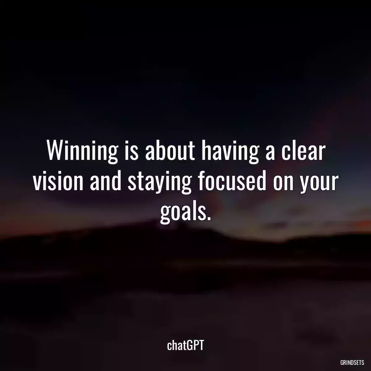 Winning is about having a clear vision and staying focused on your goals.