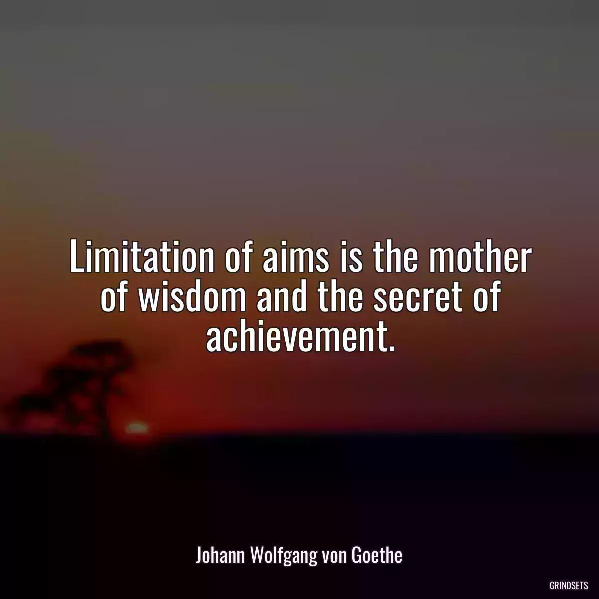 Limitation of aims is the mother of wisdom and the secret of achievement.