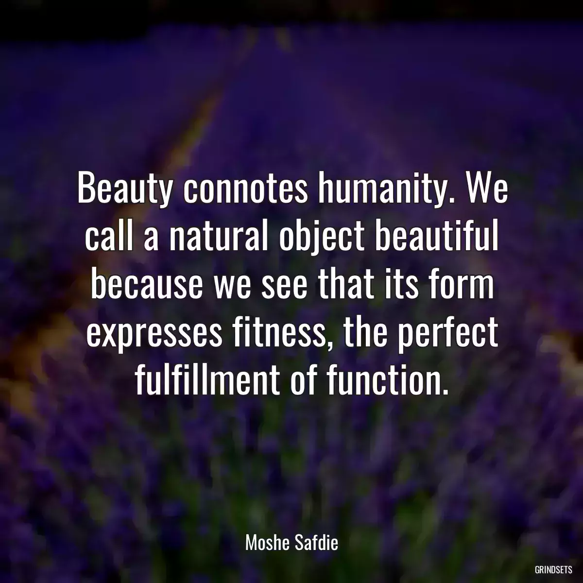 Beauty connotes humanity. We call a natural object beautiful because we see that its form expresses fitness, the perfect fulfillment of function.