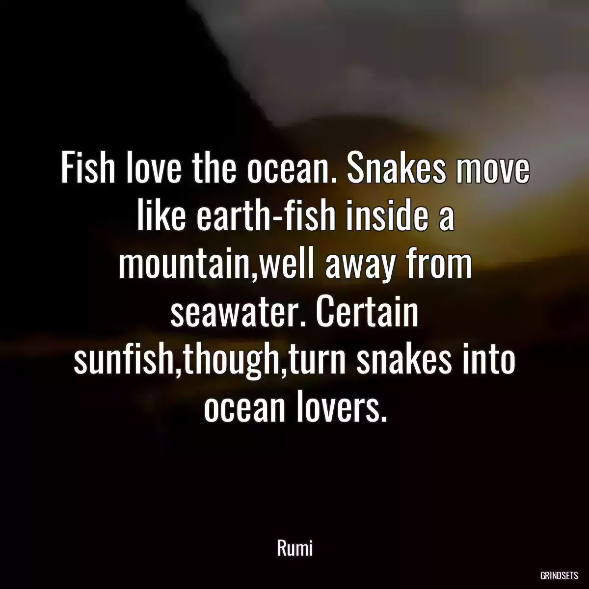 Fish love the ocean. Snakes move like earth-fish inside a mountain,well away from seawater. Certain sunfish,though,turn snakes into ocean lovers.