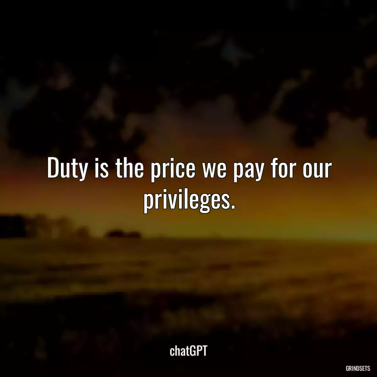 Duty is the price we pay for our privileges.
