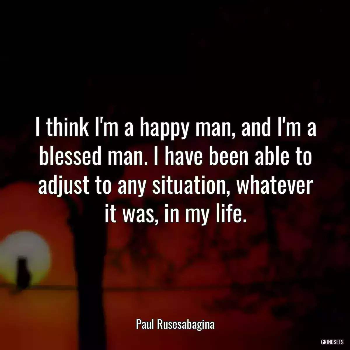 I think I\'m a happy man, and I\'m a blessed man. I have been able to adjust to any situation, whatever it was, in my life.