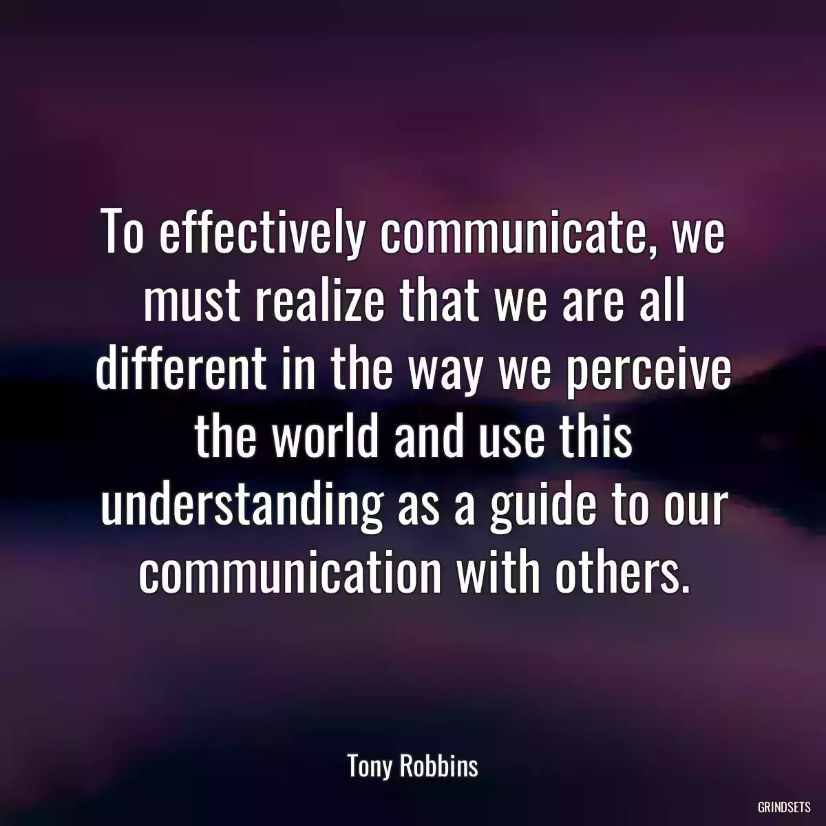 To effectively communicate, we must realize that we are all different in the way we perceive the world and use this understanding as a guide to our communication with others.