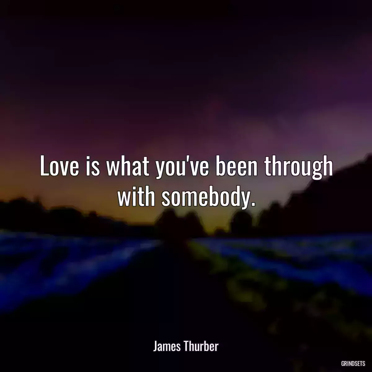 Love is what you\'ve been through with somebody.