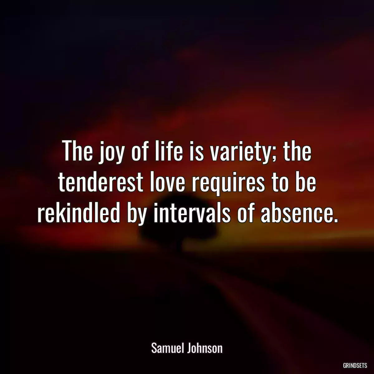 The joy of life is variety; the tenderest love requires to be rekindled by intervals of absence.