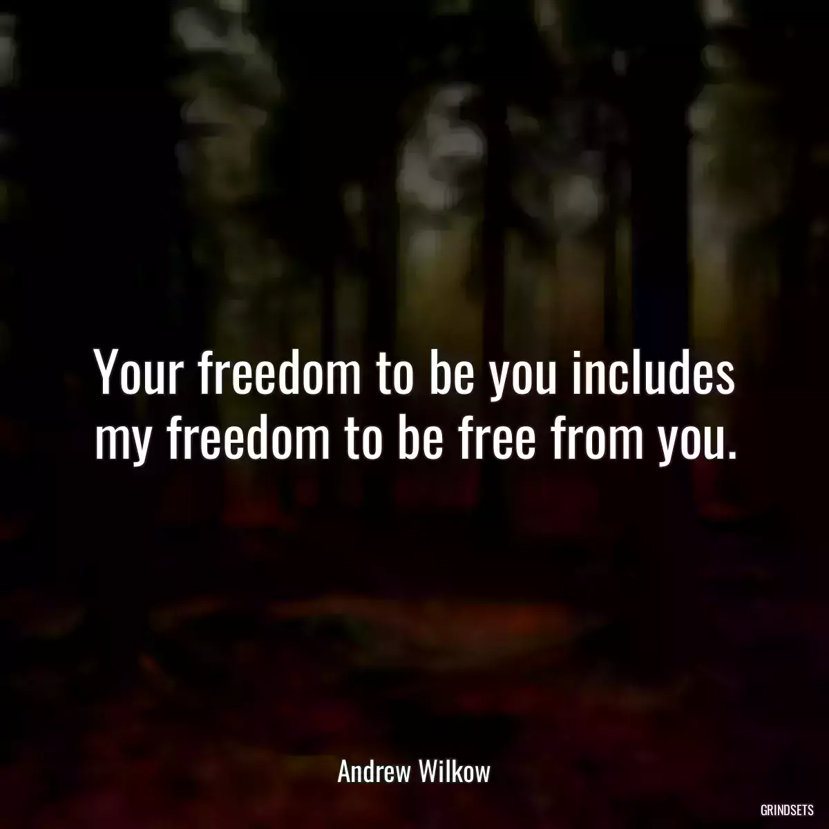 Your freedom to be you includes my freedom to be free from you.