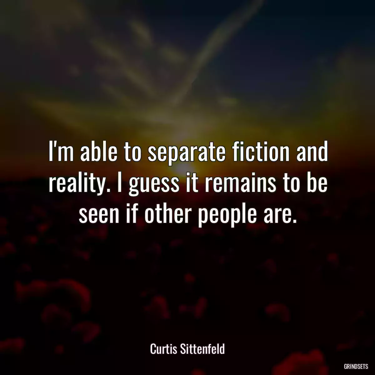 I\'m able to separate fiction and reality. I guess it remains to be seen if other people are.