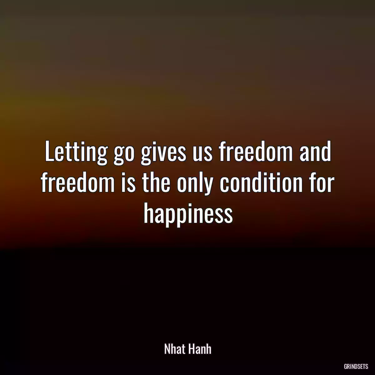 Letting go gives us freedom and freedom is the only condition for happiness