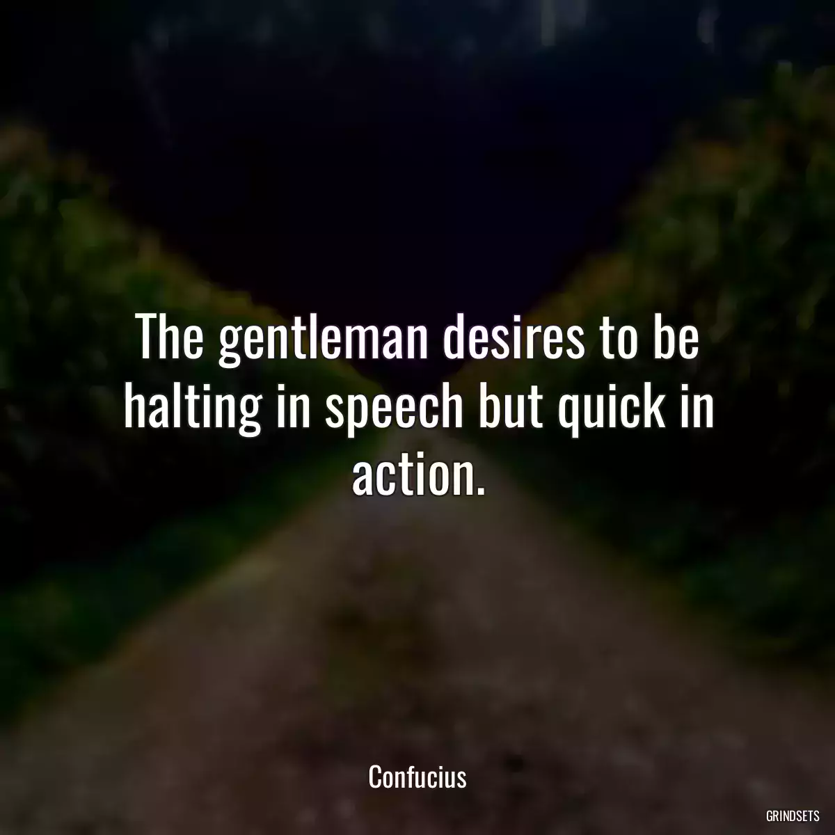 The gentleman desires to be halting in speech but quick in action.