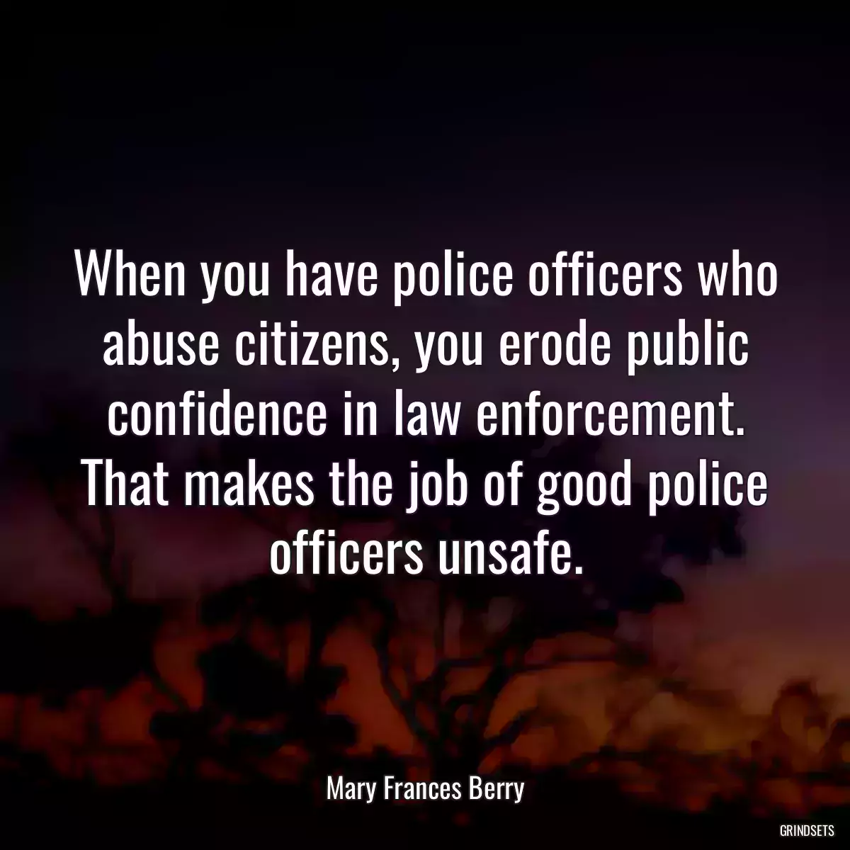 When you have police officers who abuse citizens, you erode public confidence in law enforcement. That makes the job of good police officers unsafe.