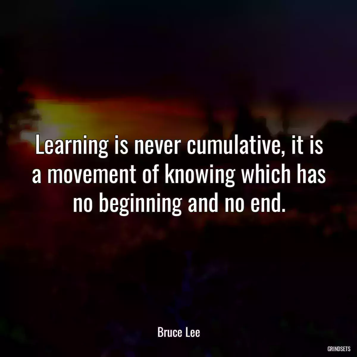 Learning is never cumulative, it is a movement of knowing which has no beginning and no end.