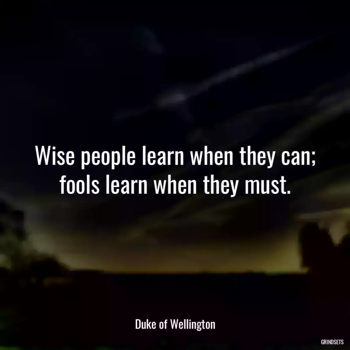 Wise people learn when they can; fools learn when they must.
