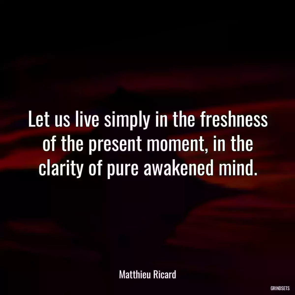 Let us live simply in the freshness of the present moment, in the clarity of pure awakened mind.