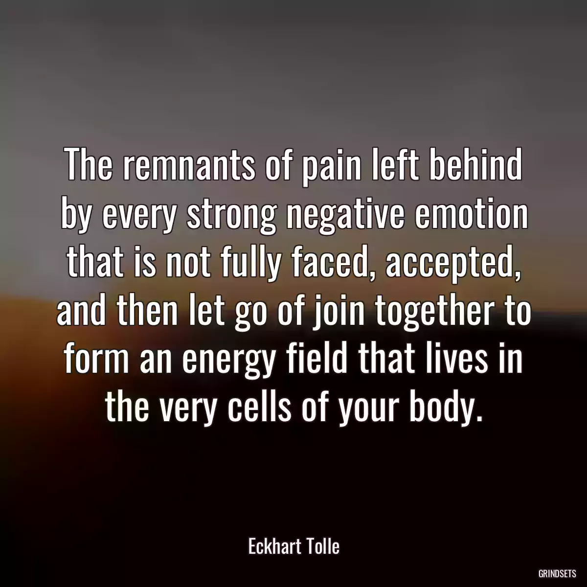 The remnants of pain left behind by every strong negative emotion that is not fully faced, accepted, and then let go of join together to form an energy field that lives in the very cells of your body.