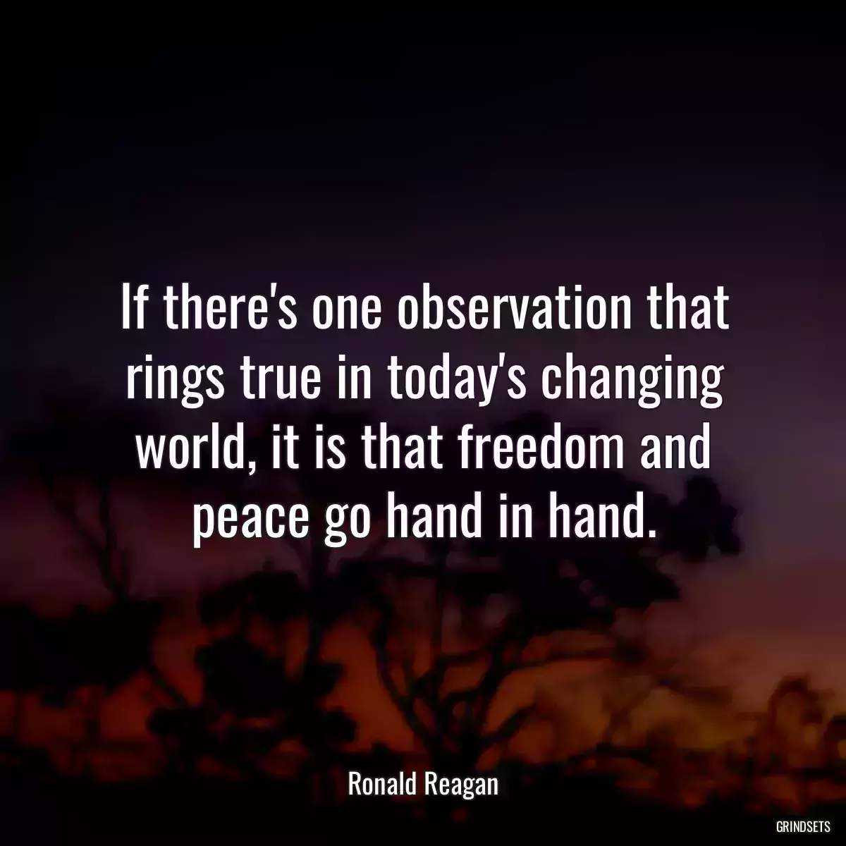 If there\'s one observation that rings true in today\'s changing world, it is that freedom and peace go hand in hand.