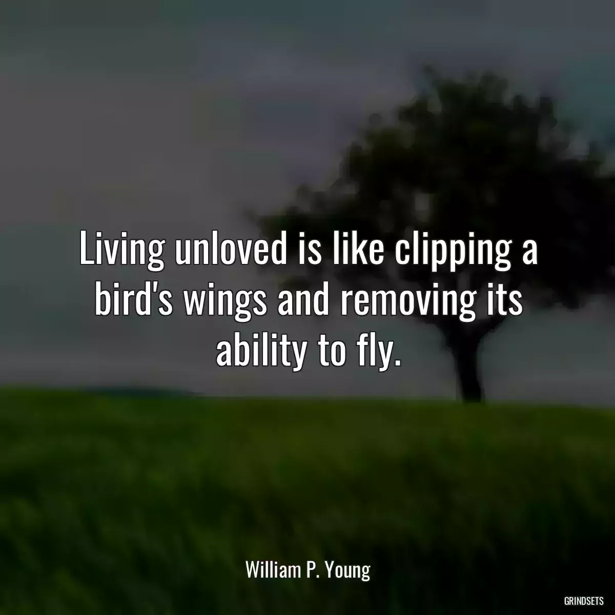 Living unloved is like clipping a bird\'s wings and removing its ability to fly.