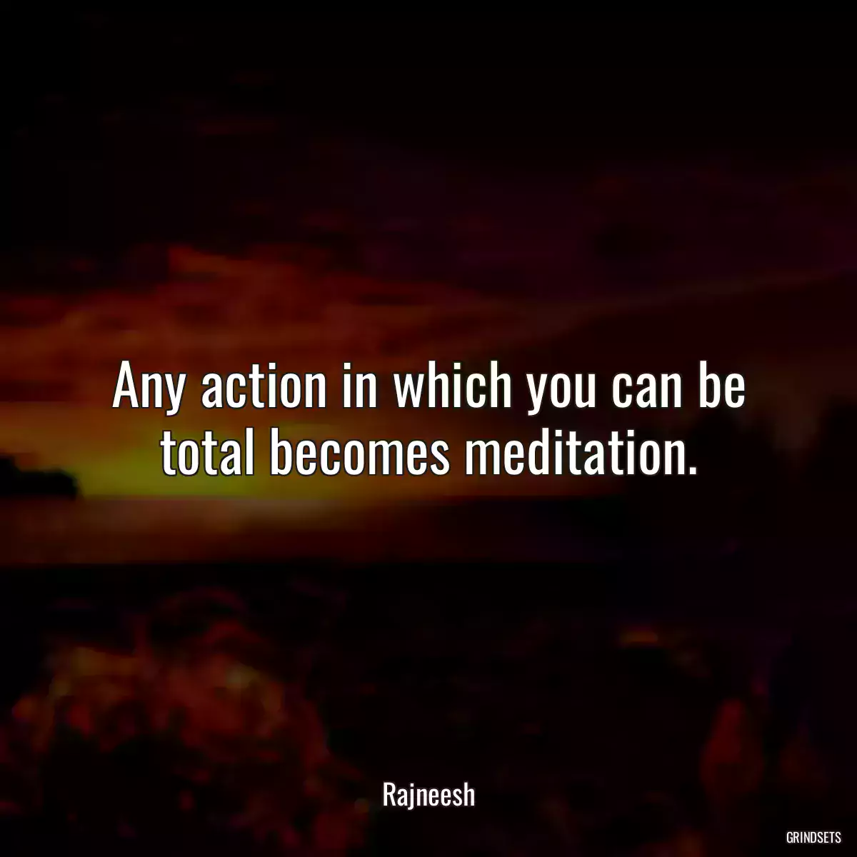 Any action in which you can be total becomes meditation.