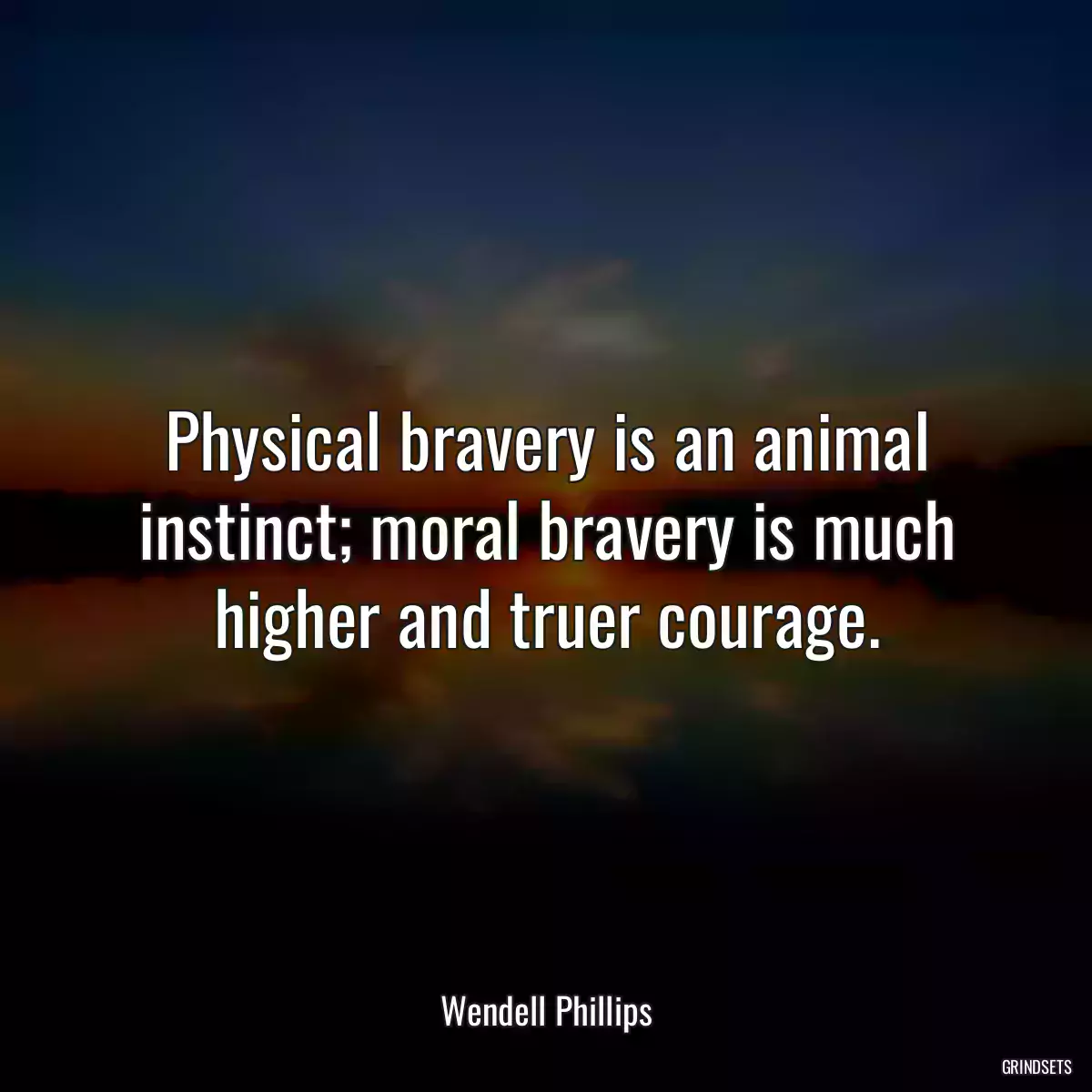 Physical bravery is an animal instinct; moral bravery is much higher and truer courage.