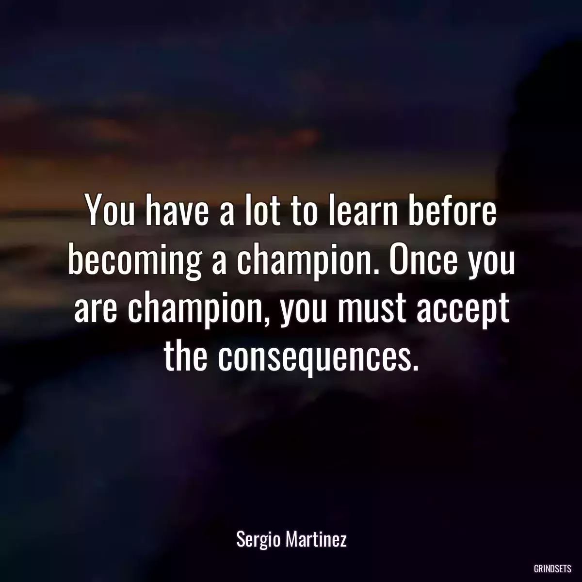 You have a lot to learn before becoming a champion. Once you are champion, you must accept the consequences.