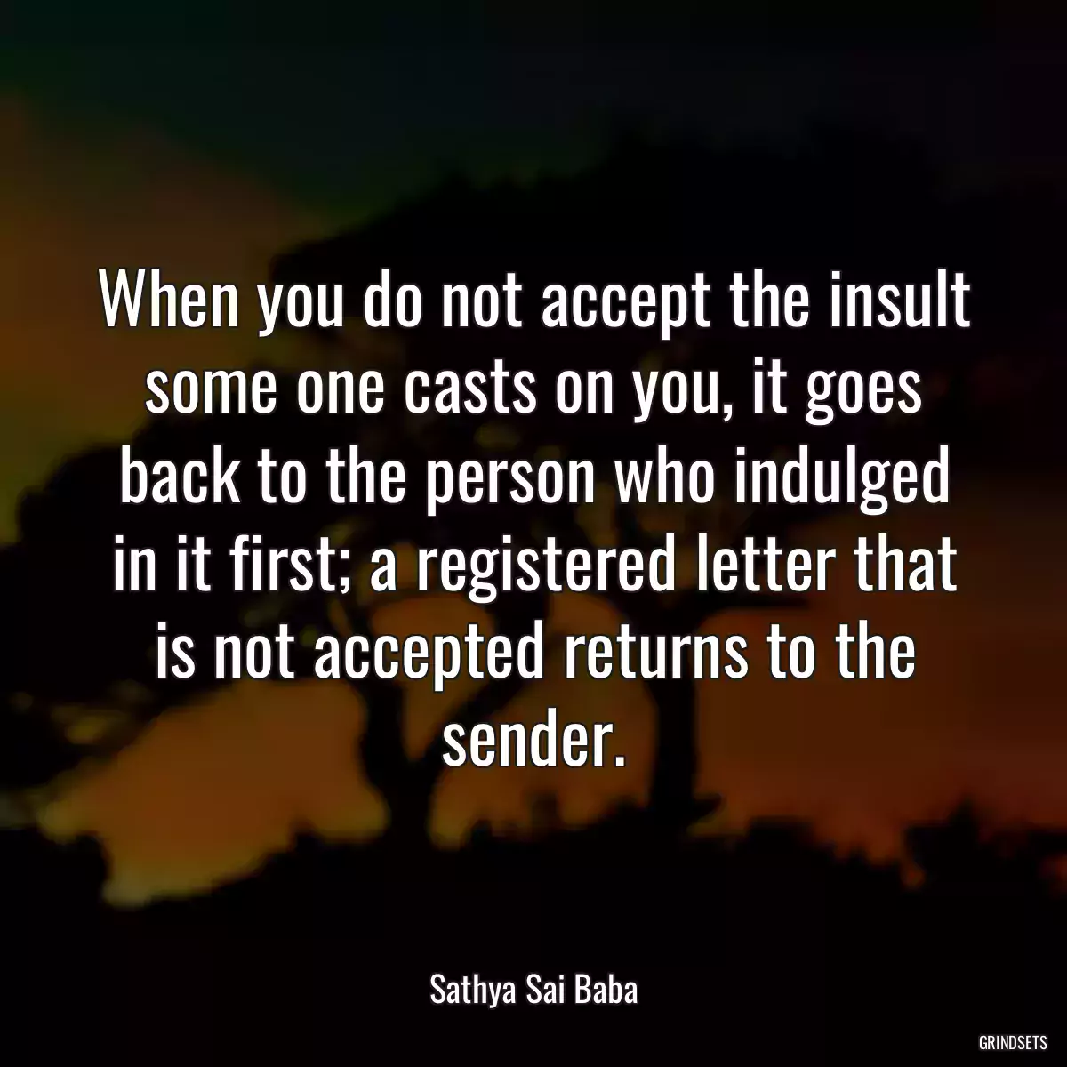 When you do not accept the insult some one casts on you, it goes back to the person who indulged in it first; a registered letter that is not accepted returns to the sender.