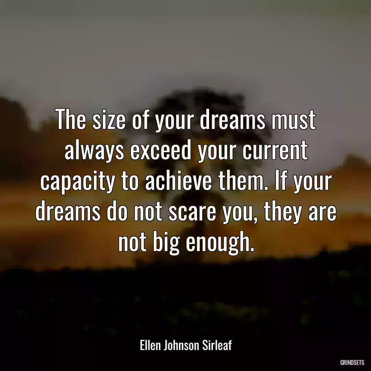 The size of your dreams must always exceed your current capacity to achieve them. If your dreams do not scare you, they are not big enough.