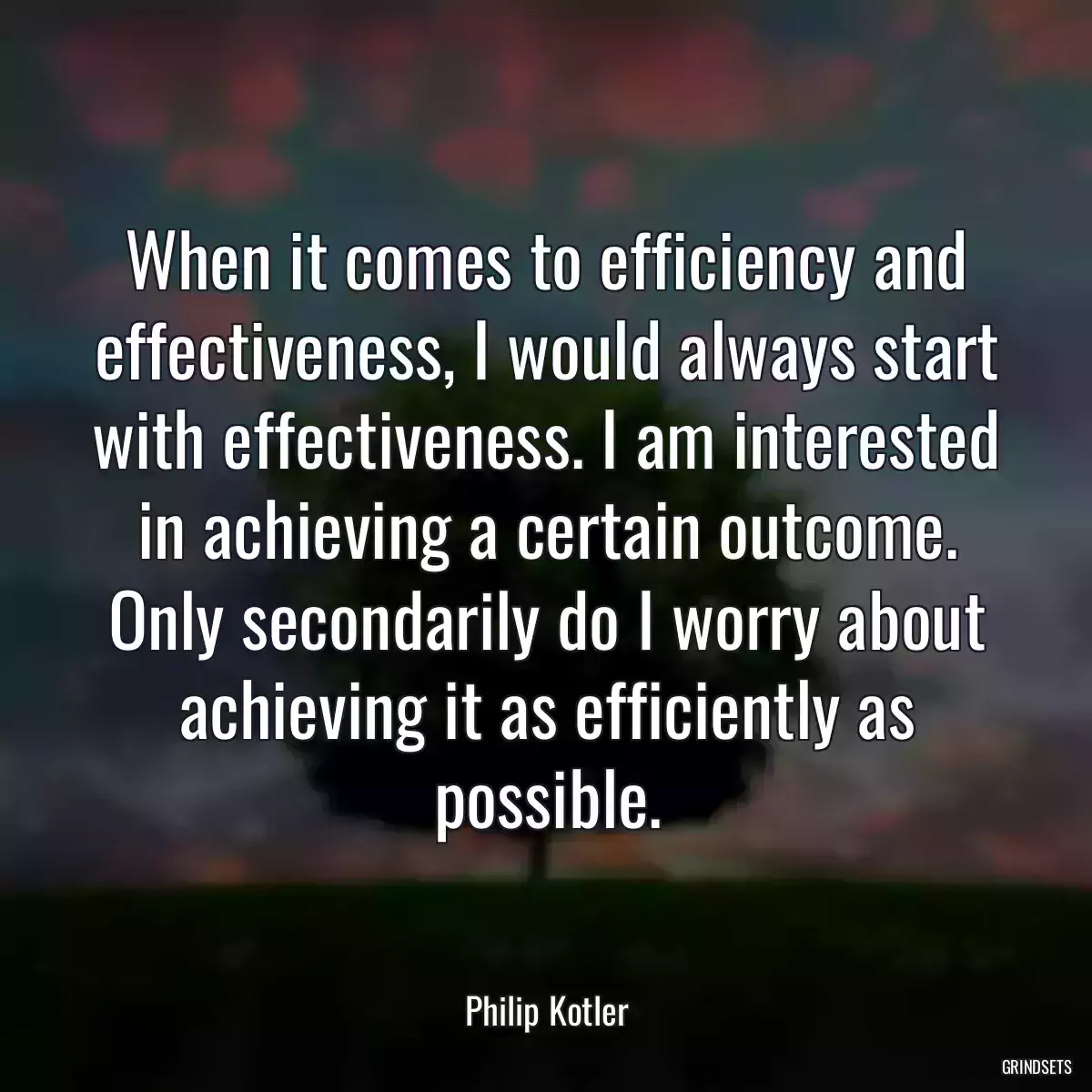 When it comes to efficiency and effectiveness, I would always start with effectiveness. I am interested in achieving a certain outcome. Only secondarily do I worry about achieving it as efficiently as possible.