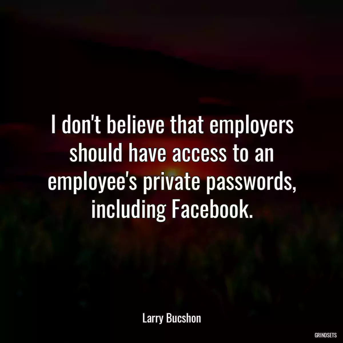 I don\'t believe that employers should have access to an employee\'s private passwords, including Facebook.