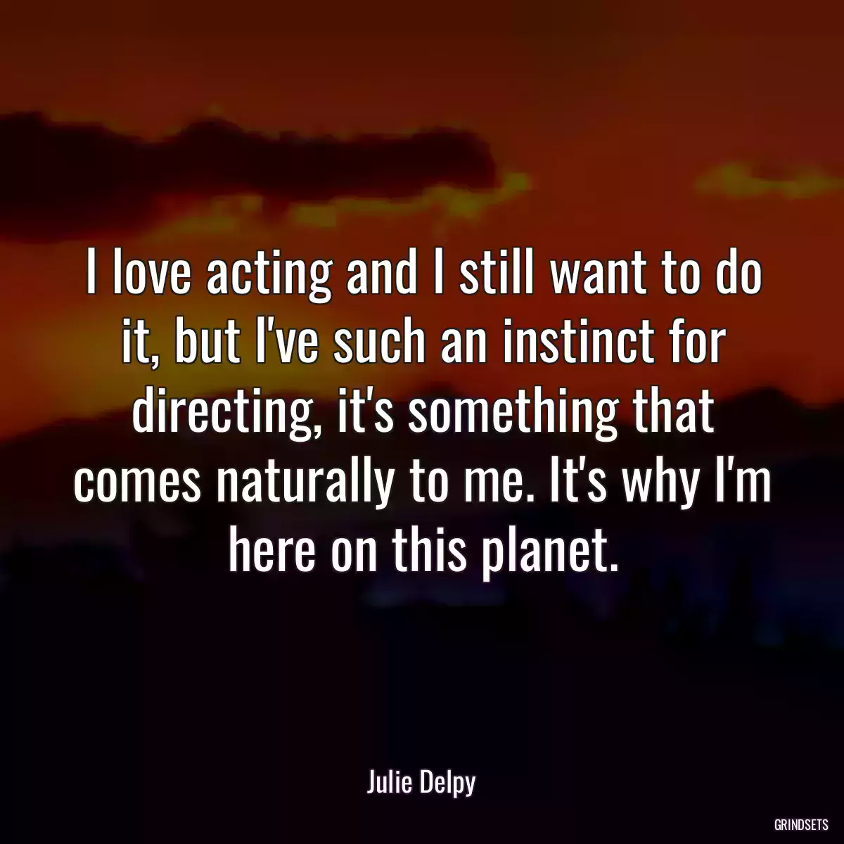 I love acting and I still want to do it, but I\'ve such an instinct for directing, it\'s something that comes naturally to me. It\'s why I\'m here on this planet.