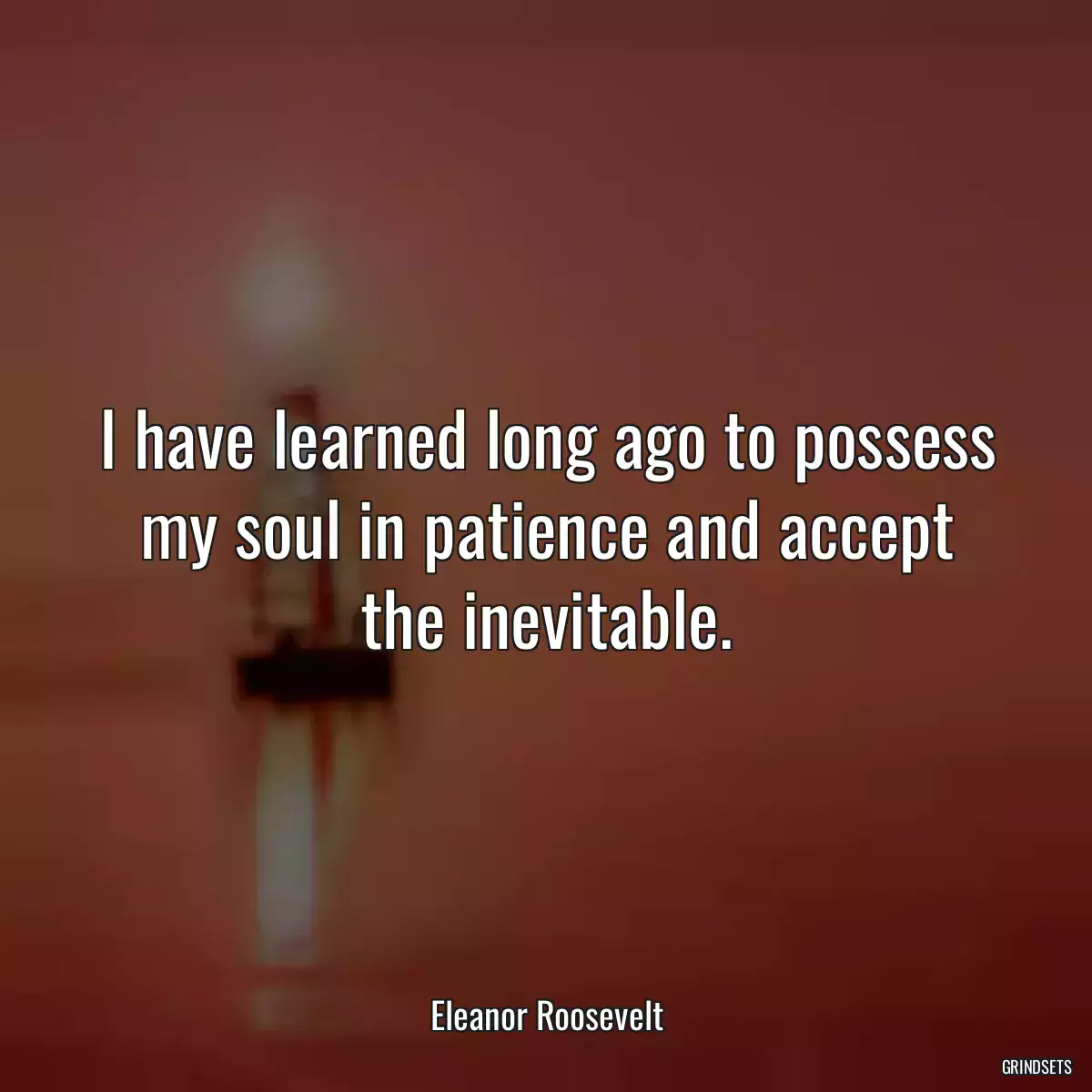 I have learned long ago to possess my soul in patience and accept the inevitable.