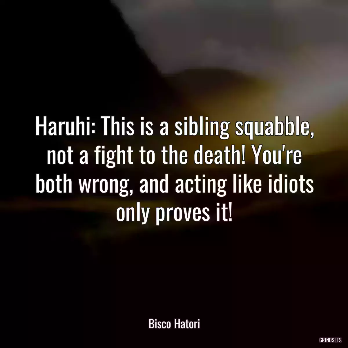 Haruhi: This is a sibling squabble, not a fight to the death! You\'re both wrong, and acting like idiots only proves it!