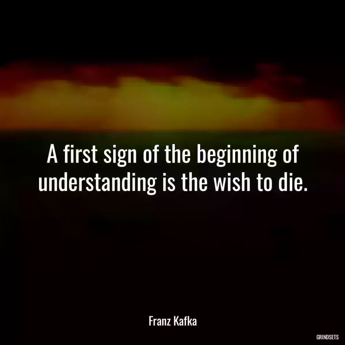 A first sign of the beginning of understanding is the wish to die.