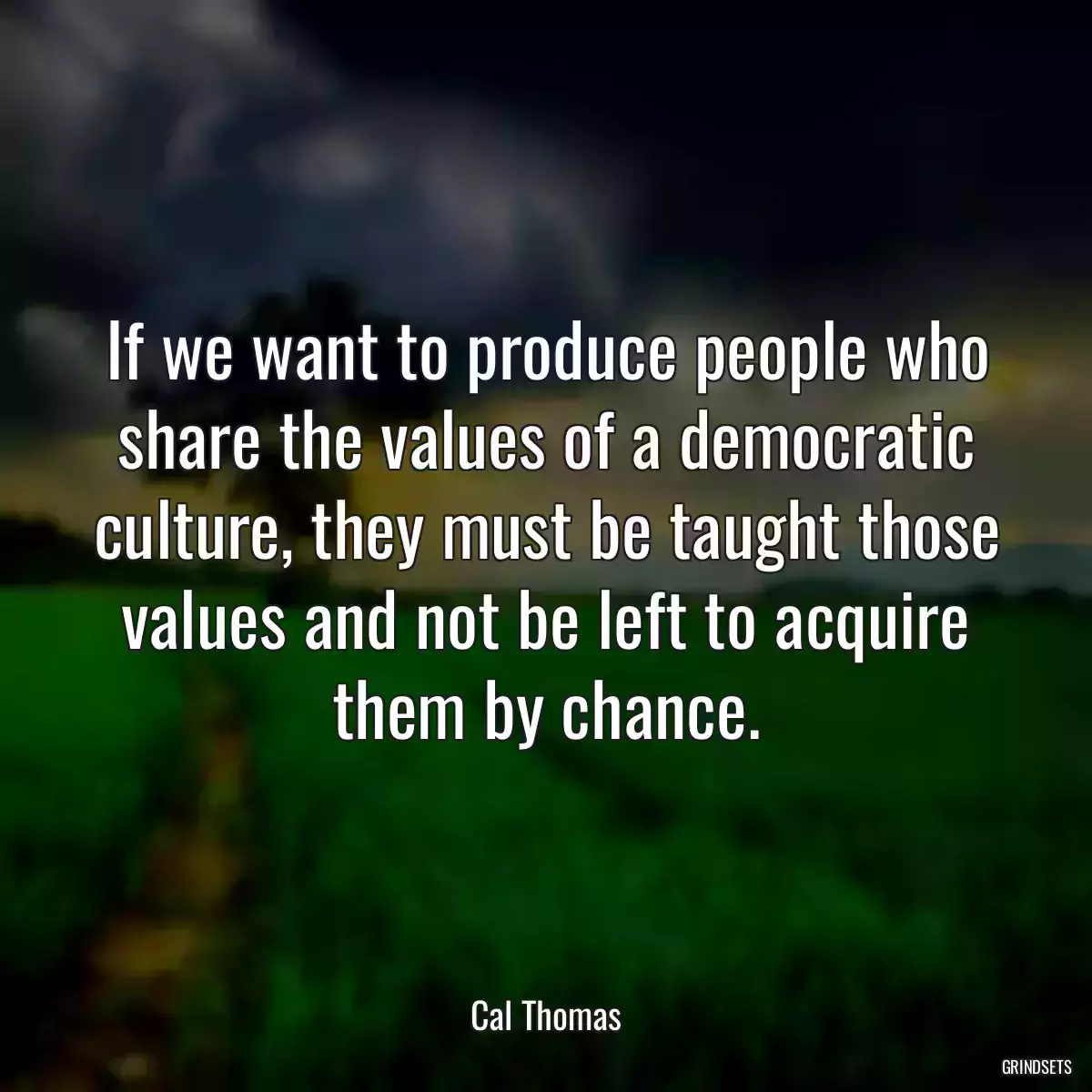 If we want to produce people who share the values of a democratic culture, they must be taught those values and not be left to acquire them by chance.