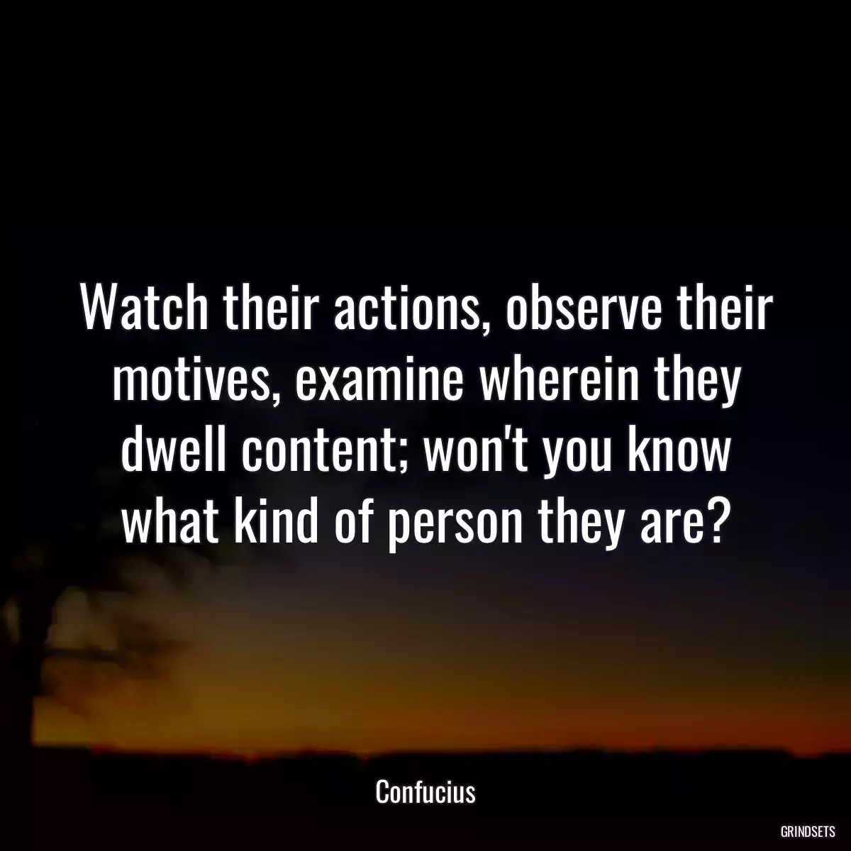 Watch their actions, observe their motives, examine wherein they dwell content; won\'t you know what kind of person they are?