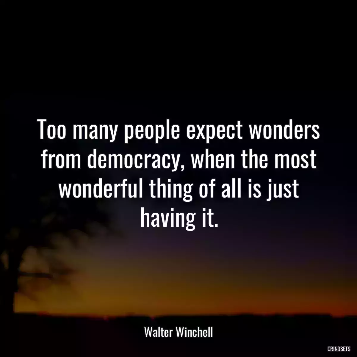 Too many people expect wonders from democracy, when the most wonderful thing of all is just having it.