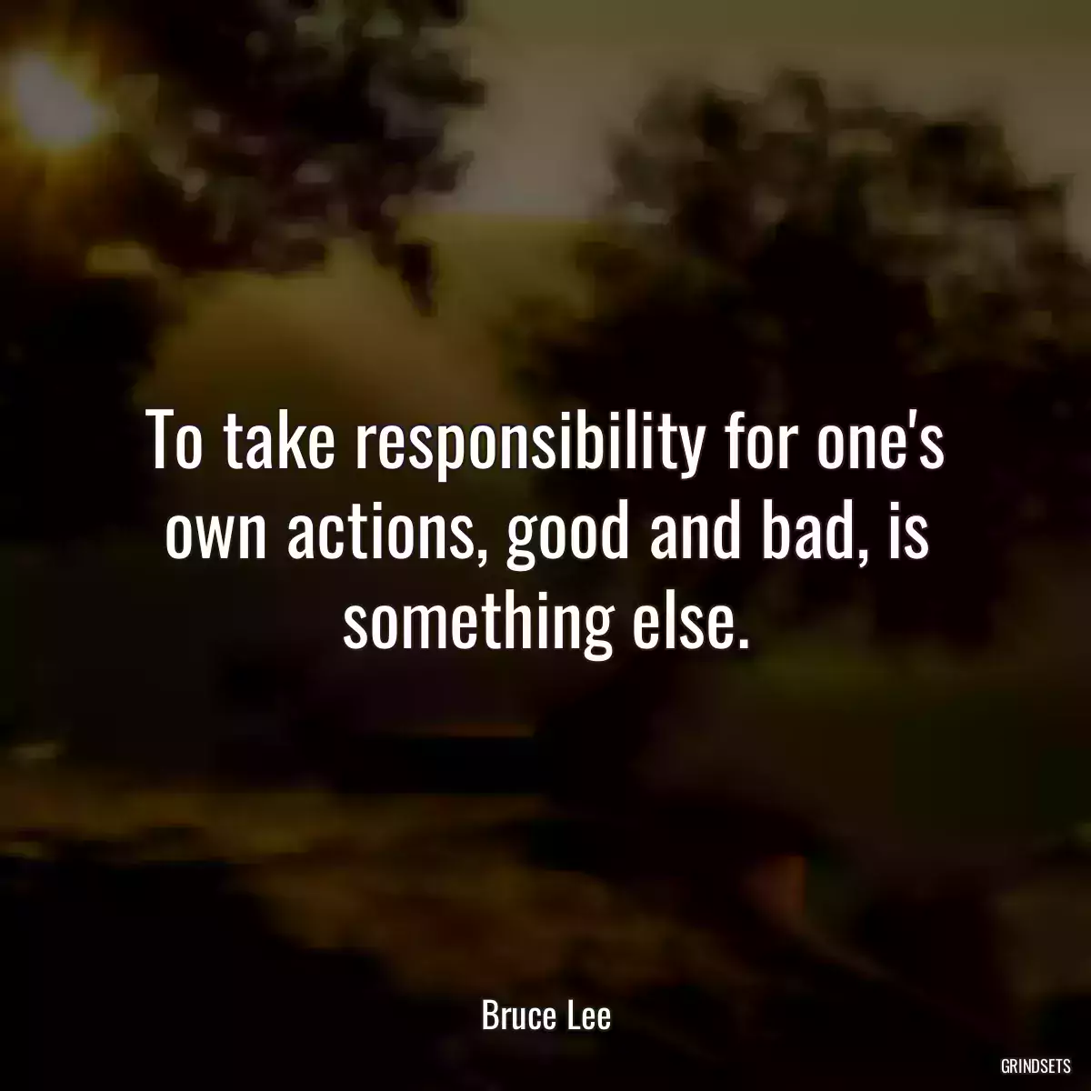 To take responsibility for one\'s own actions, good and bad, is something else.