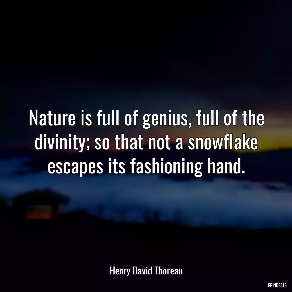 Nature is full of genius, full of the divinity; so that not a snowflake escapes its fashioning hand.