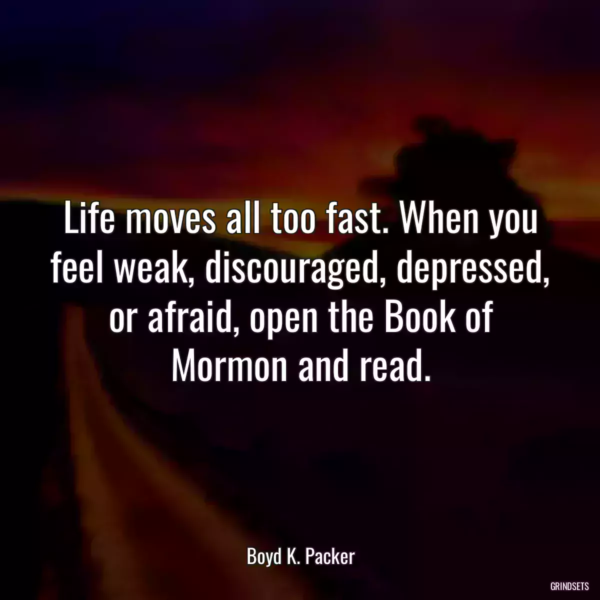 Life moves all too fast. When you feel weak, discouraged, depressed, or afraid, open the Book of Mormon and read.