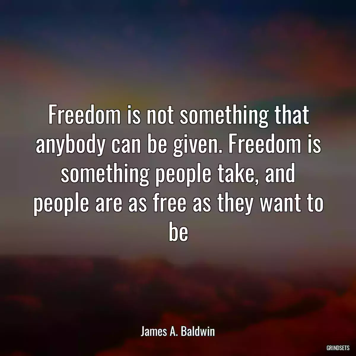 Freedom is not something that anybody can be given. Freedom is something people take, and people are as free as they want to be