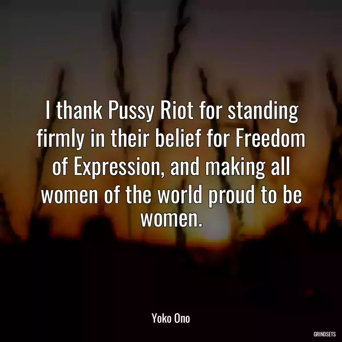 I thank Pussy Riot for standing firmly in their belief for Freedom of Expression, and making all women of the world proud to be women.